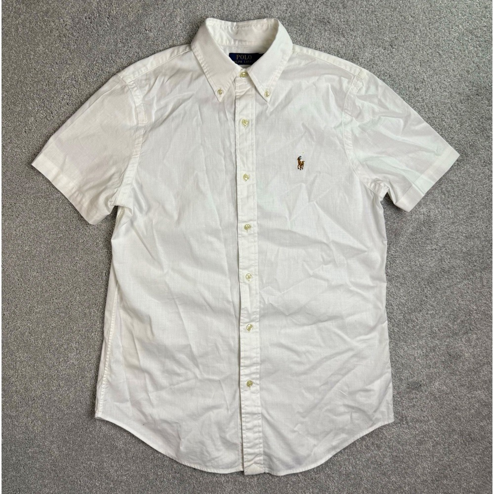 Polo Ralph Lauren Mens Small Short Sleeve Button Down Shirt White Classic Fit